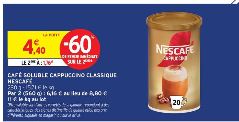 Café Soluble Cappuccino Classique Nescafé
