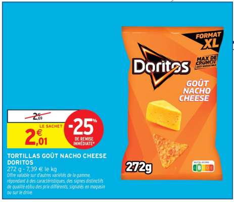 TORTILLAS GOÛT NACHO CHEESE DORITOS