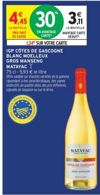 IGP Côtes de Gascogne Blanc Moelleux Gros Manseng Matayac