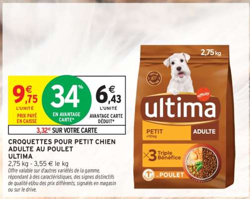 Ultima Croquettes pour Petit Chien Adulte au Poulet
