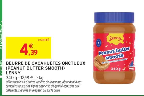 BEURRE DE CACAHUÈTES ONCTUEUX (PEANUT BUTTER SMOOTH) LENNY