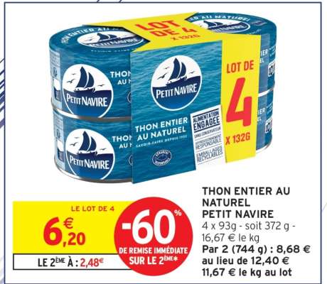 Thon entier au naturel 'Petit Navire'