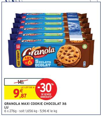 Granola Maxi Cookie Chocolat x6 LU