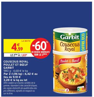 Couscous Royal Poulet et Bœuf Garbit
