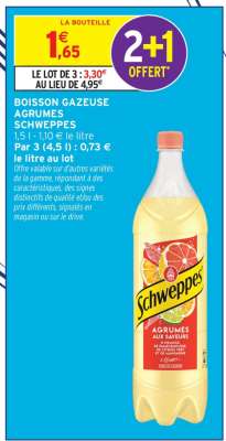 BOISSON GAZEUSE AGRUMES SCHWEPPES