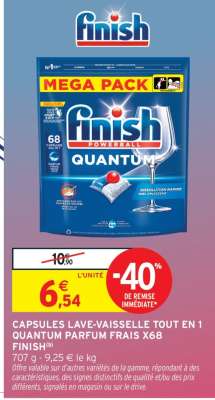 CAPSULES LAVE-VAISSELLE TOUT EN 1 QUANTUM PARFUM FRAIS X68 FINISH