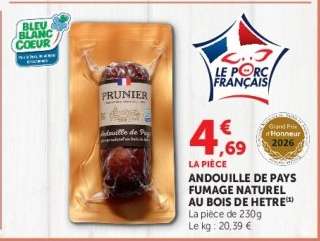 ANDOUILLE DE PAYS FUMAGE NATUREL AU BOIS DE HÊTRE