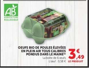 Oeufs bio de poules élevées en plein air