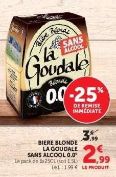 BIERE BLONDE LA GOUDALE SANS ALCOOL 0.0°