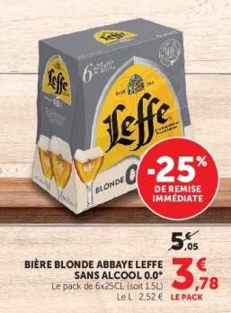 BIÈRE BLONDE ABBAYE LEFFE SANS ALCOOL 0.0°