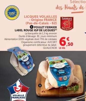 POULET FERMIER LABEL ROUGE IGP DE LICQUES