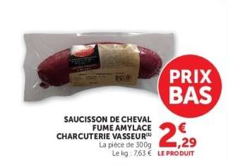 SAUCISSON DE CHEVAL FUME AMYLACE CHARCUTERIE VASSEUR
