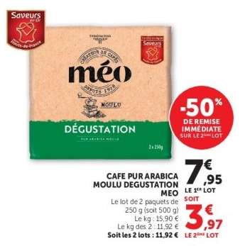 CAFE PUR ARABICA MOULU DEGUSTATION MEO