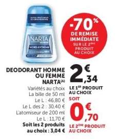 DEODORANT HOMME OU FEMME NARTA