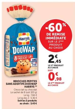 BRIOCHES PEPITES SANS ADDITIFS DOOWAP HARRYS