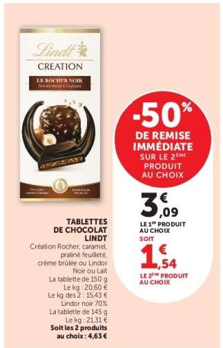 TABLETTES DE CHOCOLAT LINDT