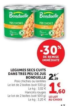 Légumes secs cuits dans très peu de jus Bonduelle