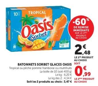 Bâtonnets Sorbet Glaces Oasis