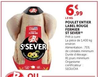 Poulet entier Label Rouge Fermier St Sever