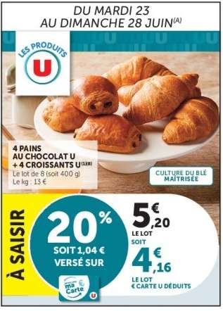 4 Pains au Chocolat U + 4 Croissants U