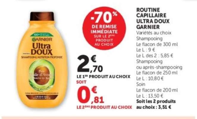 ROUTINE CAPILLAIRE ULTRA DOUX GARNIER