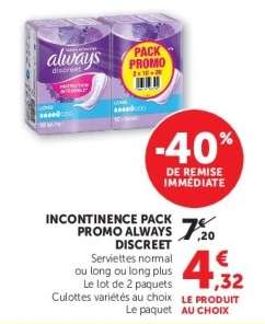 INCONTINENCE PACK PROMO ALWAYS DISCREET