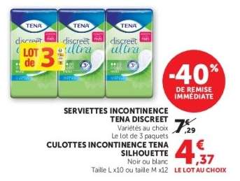 SERVIETTES INCONTINENCE TENA DISCREET