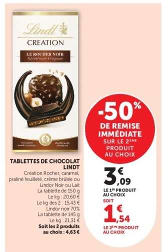 TABLETTES DE CHOCOLAT LINDT