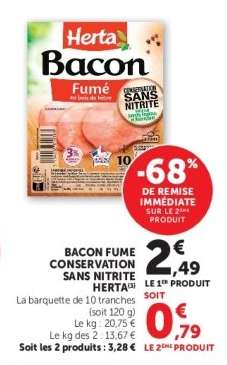 Bacon Fumé Conservation Sans Nitrite Herta