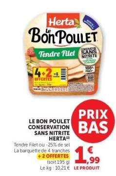 LE BON POULET CONSERVATION SANS NITRITE HERTA