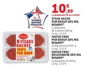 STEAK HACHE PUR BOEUF 20% MG BIGARD