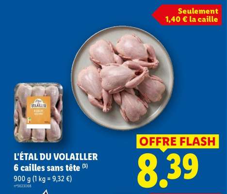 L'ÉTAL DU VOLAILLER 6 cailles sans tête