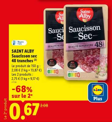 SAINT ALBY Saucisson sec 48 tranches