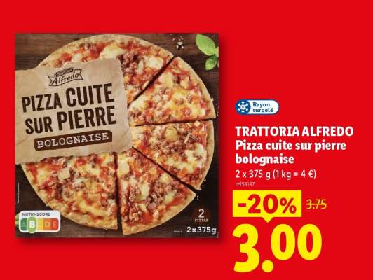 TRATTORIA ALFREDO Pizza cuite sur pierre bolognaise