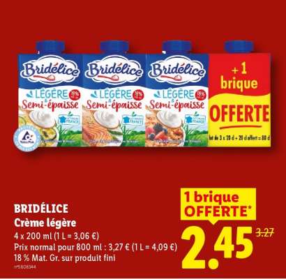 BRIDÉLICE Crème légère