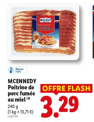 MCENNEDY Poitrine de porc fumée au miel