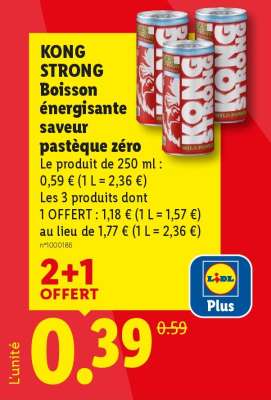 KONG STRONG Boisson énergisante saveur pastèque zéro