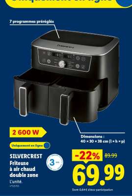 SILVERCREST Friteuse à air chaud double zone