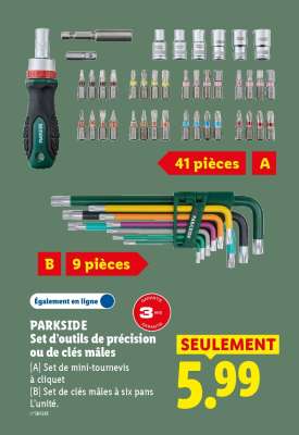 PARKSIDE Set d’outils de précision ou de clés mâles