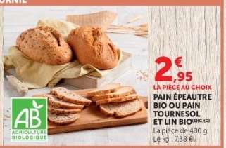 PAIN ÉPEAUTRE BIO OU PAIN TOURNESOL ET LIN BIO