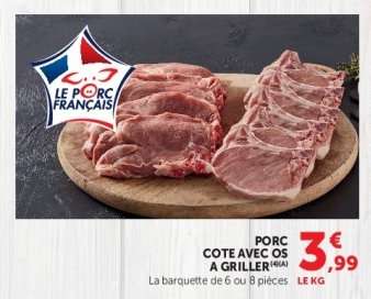 Porc : côte avec os à griller