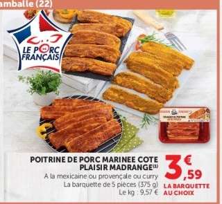 POITRINE DE PORC MARINÉE CÔTE PLAISIR MADRANGE
