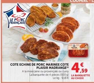 Côte échine de porc marinée