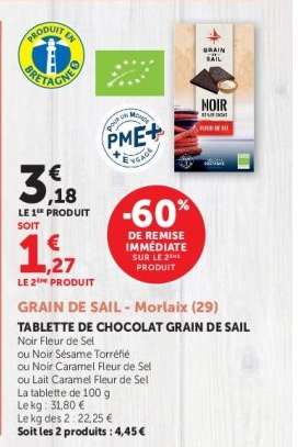 TABLETTE DE CHOCOLAT GRAIN DE SAIL