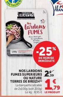 NOS LARDONS FUMES SUPERIEURS OU NATURE TERRES DE BREIZH