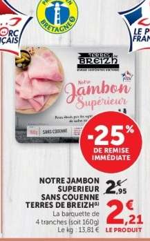 NOTRE JAMBON SUPERIEUR SANS COUENNE TERRES DE BREIZH