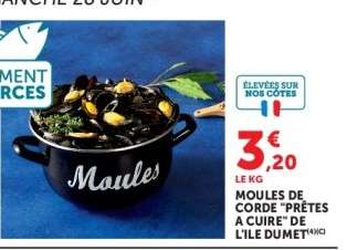 MOULES DE CORDE "PRÊTES À CUIRE" DE L'ILE DUMET