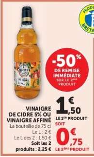 Vinaigre de cidre 5% ou vinaigre affiné