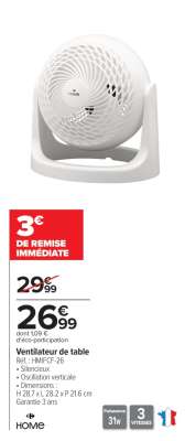 Ventilateur de table
