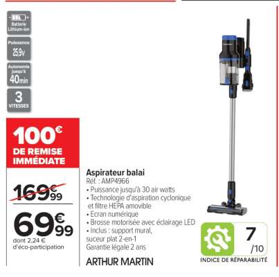Aspirateur balai ARTHUR MARTIN